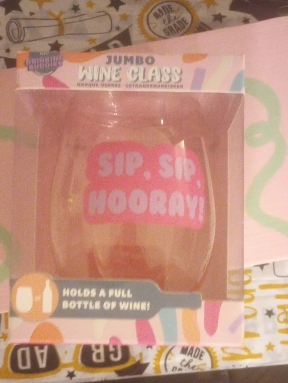 Party Bubblz Jumbo Wine Glass - Pink 